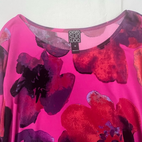 CLARA SUNWOO Pink and Purple Floral Tunic, 1X, Like new condition - Picture 7 of 7